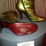 Beautiful gold/green hand made Italian leather boots with a marijuana leaf stamped into the sole.